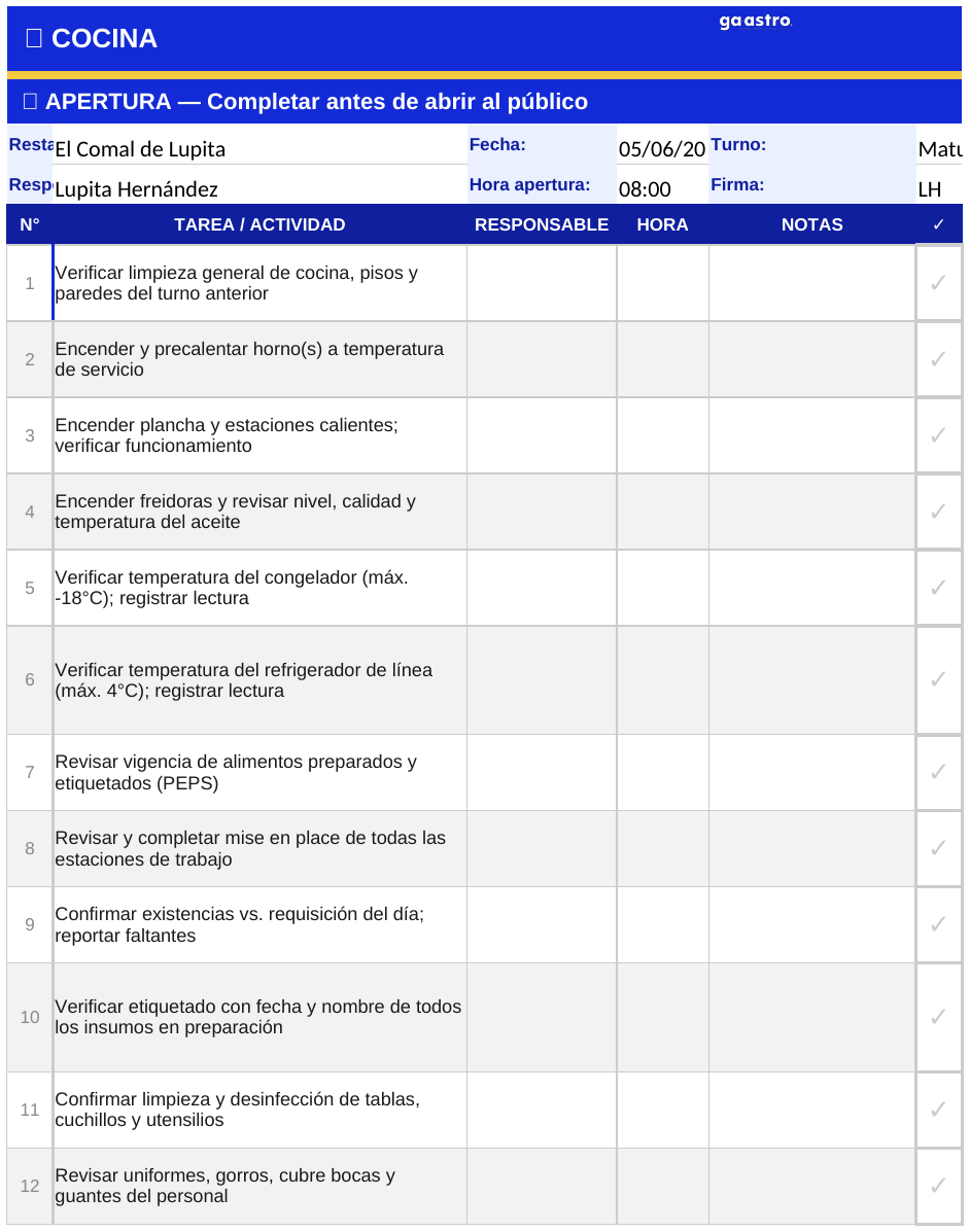 vista de checklist-apertura-cierre