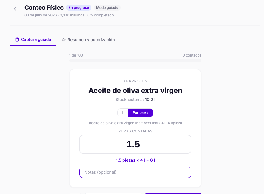 Conteo físico en g·OS