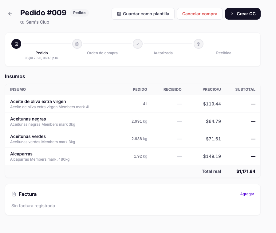 Pedido automático en g·OS